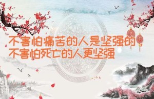 不害怕痛苦的人是坚强的，不害怕死亡的人更坚强